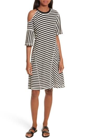Women's Grey Jason Wu Stripe Jersey Cold Shoulder Dress - Black