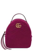 Gucci Gg Marmont 2.0 Matelasse Quilted Velvet Backpack - Pink