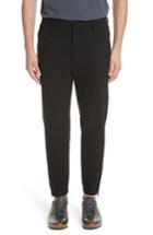 Men's Emporio Armani Flat Front Stretch Check Wool Blend Trousers Eu - Black