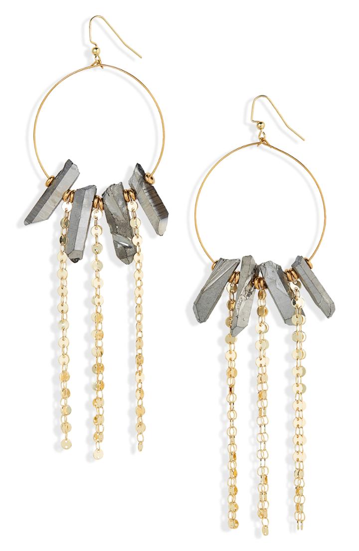 Women's Hespera Jewelry Pyrite Drop Hoop Earrings
