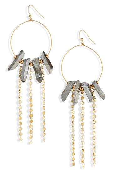 Women's Hespera Jewelry Pyrite Drop Hoop Earrings