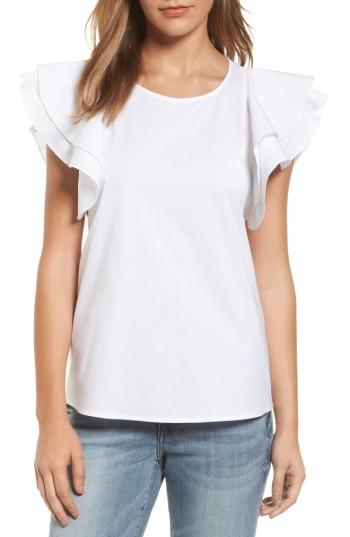 Women's Pleione Double Ruffle Sleeve Blouse - White