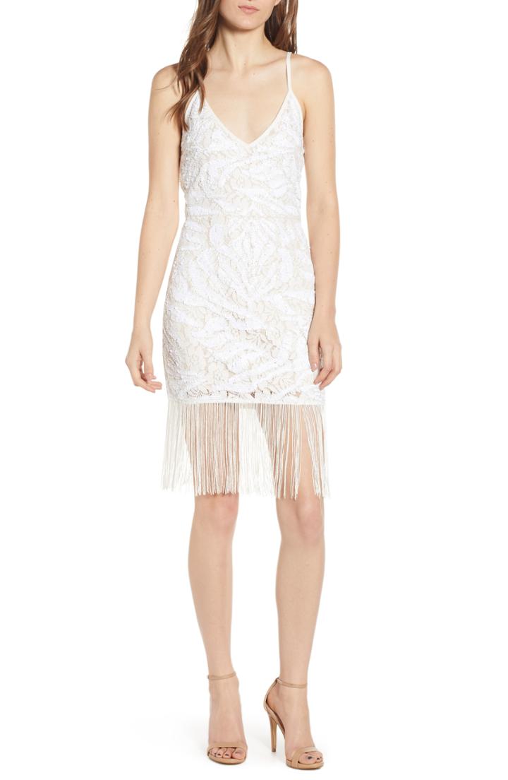 Women's Endless Rose Sequin & Fringe Lace Dress - White