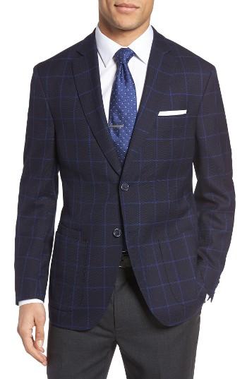 Men's Jkt New York Trim Fit Windowpane Wool Sport Coat