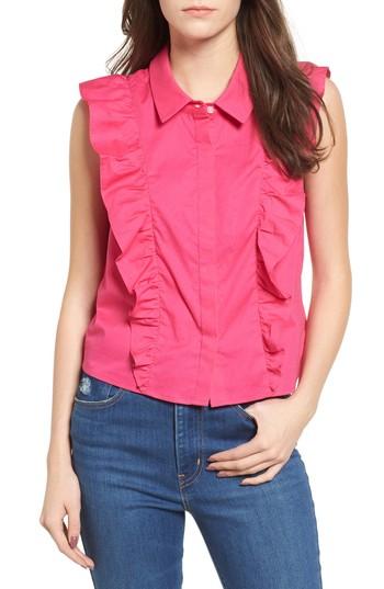 Women's Socialite Ruffle Front Blouse - Pink