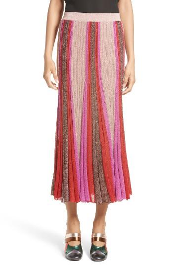 Women's Missoni Metallic Knit Colorblock Pleated Skirt