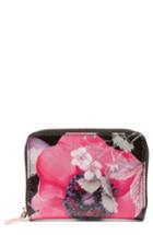 Women's Ted Baker London Mini Lilibe Neon Poppy Zip Wallet - Black