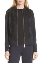 Women's Ted Baker London Sadiet Lace Trim Bomber Jacket - Blue