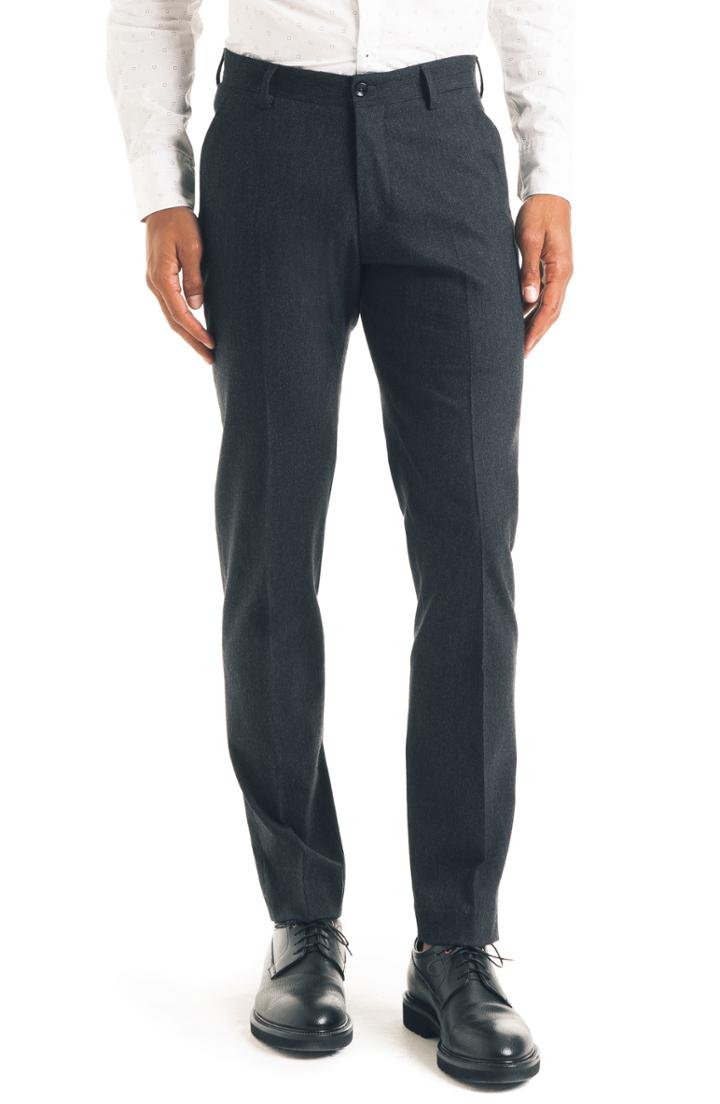 Men's Good Man Brand Flat Front Stretch Wool Trousers R - Grey