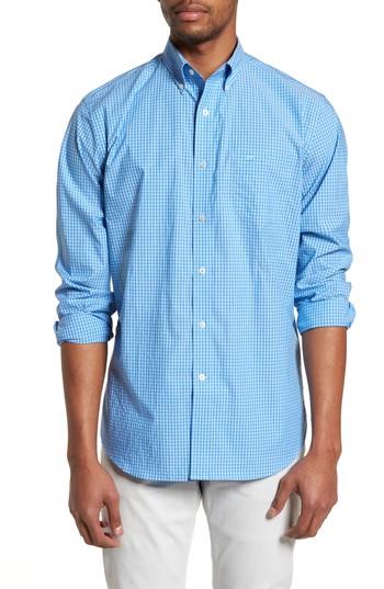 Men's Southern Tide Camana Bay Regular Fit Check Stretch Sport Shirt, Size - Blue