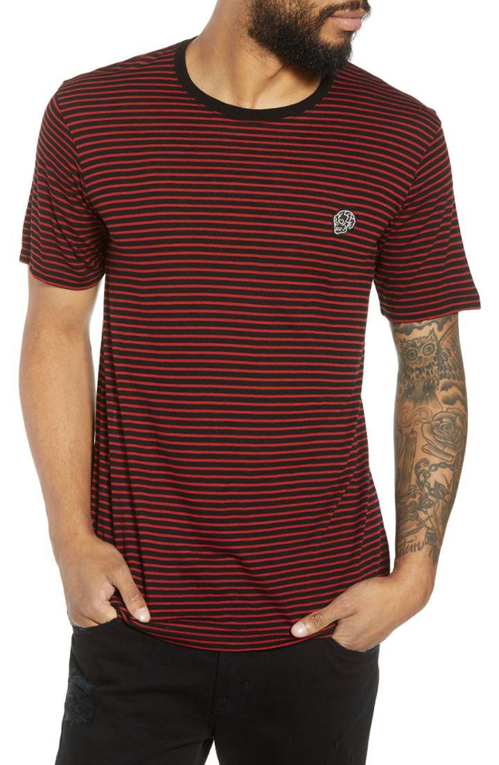 Men's The Kooples Skull Applique Striped Wool Blend T-shirt