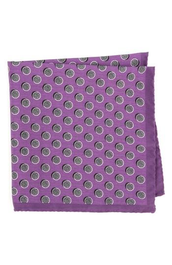 Men's Ted Baker London Dot Silk Pocket Square, Size - Purple