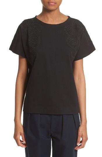 Women's Tricot Comme Des Garcons Embroidered Tee - Black