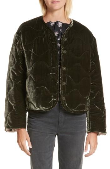 Women's Rebecca Taylor Quilted Velvet Jacket - Green