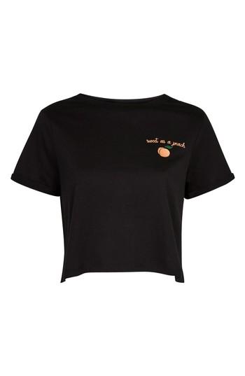 Women's Topshop Peachy Motif T-shirt Us (fits Like 0) - Black