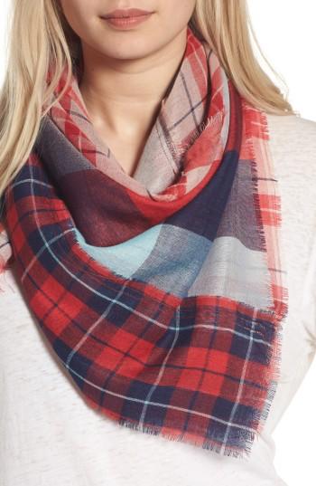 Women's Bp. Stitch Patchwork Plaid Scarf, Size - Blue