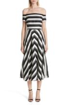 Women's Lela Rose Cotton & Silk Off The Shoulder Midi Dress - Black