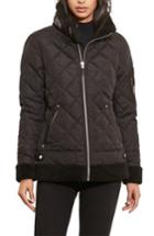 Women's Lauren Ralph Lauren Faux Shearling Trim Quilted Bomber Jacket - Black