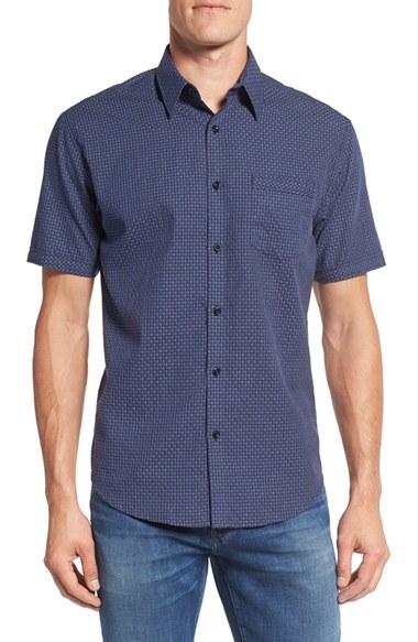 Men's James Campbell Short Sleeve Sport Shirt - Blue