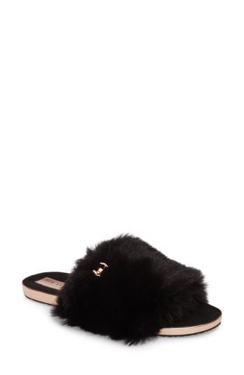 Women's Ted Baker London Pancey Faux Fur Slipper M - Black