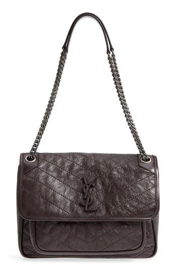 Saint Laurent Medium Niki Leather Shoulder Bag - Purple