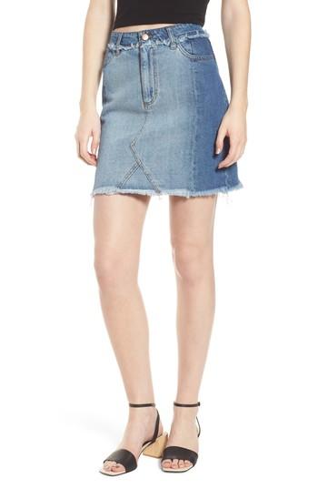 Women's Afrm Color Block Denim Skirt - Blue