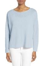Petite Women's Eileen Fisher Slubbed Organic Linen & Cotton Sweater, Size P - Blue