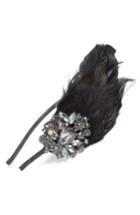 Tasha Crystal Feather Headband, Size - Black