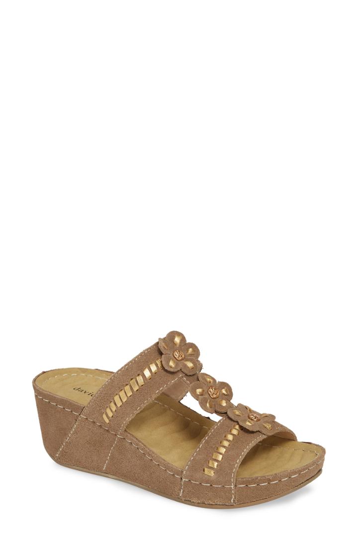 Women's David Tate Myrna Wedge Sandal M - Beige