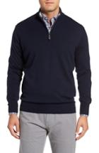 Men's Peter Millar Crown Soft Merino Blend Quarter Zip Sweater, Size - Blue