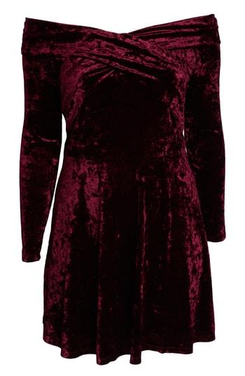 Women's Chelsea28 Off The Shoulder Velvet A-line Dress, Size - Burgundy