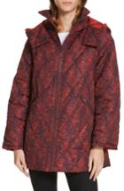 Women's Cinq A Sept Nico Floral Print Hooded Jacket /small - Red