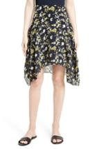Women's Grey Jason Wu Handkerchief Hem Print Silk Skirt