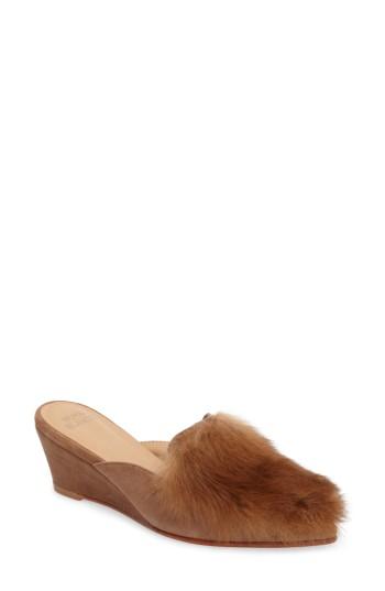 Women's Huma Blanco Antonia Genuine Alpaca Fur Wedge Mule Us / 36eu - Brown