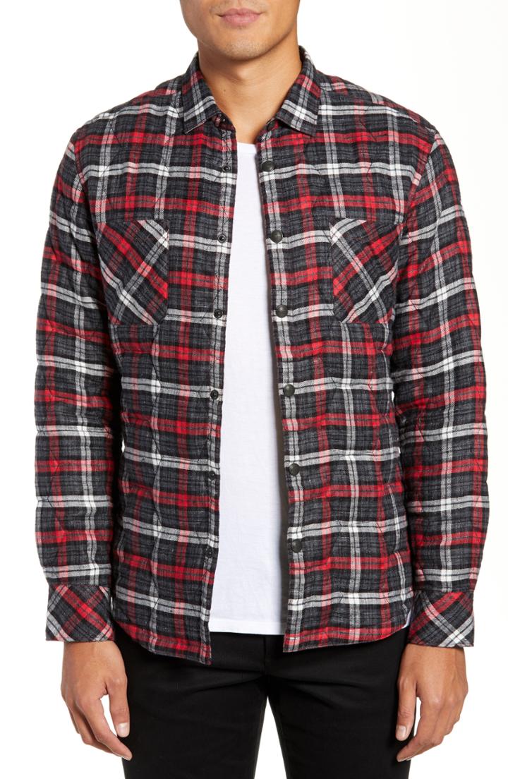 Men's Good Man Brand Slim Fit Cotton Plaid Shirt Jacket - Grey
