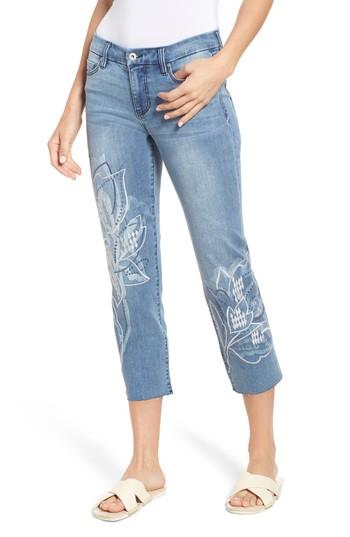 Women's Liverpool Jeans Company Carter Floral Embroidery Crop Jeans - Blue