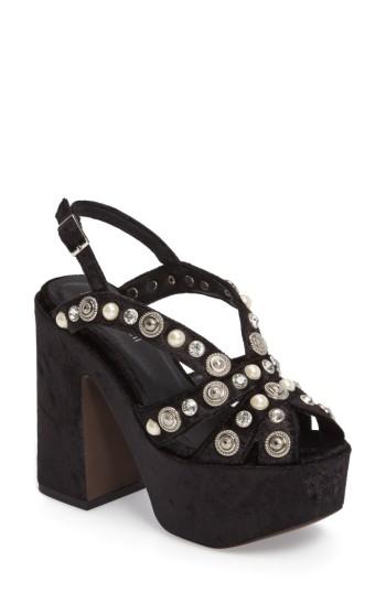 Women's Jeffrey Campbell Briston Embellished Platform Sandal .5 M - Black