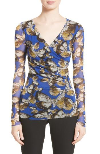 Women's Fuzzi Long Sleeve Tulle Top - Blue
