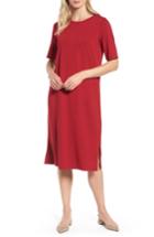 Women's Eileen Fisher Midi Shift Dress, Size - Burgundy