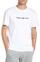 Men's Tommy Jeans Small Text Embroidered T-shirt, Size - White