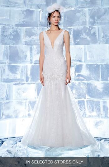 Women's Ines By Ines Di Santo Crystal Embellished V-neck Mermaid Gown, Size In Store Only - Ivory