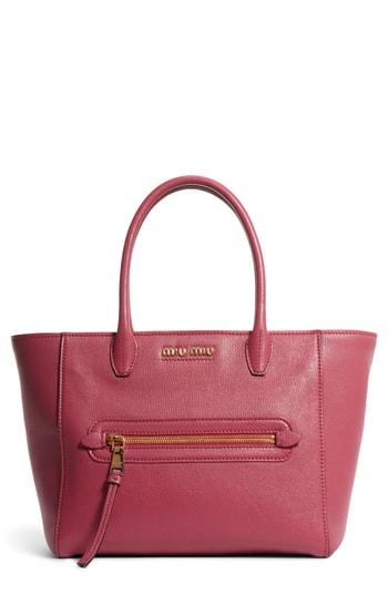 Miu Miu Madras Leather Satchel - Pink