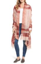 Women's Caslon Ikat Plaid Dip Dye Wrap, Size - Red