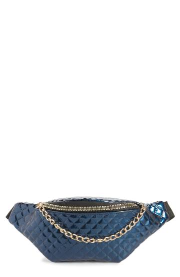 Jane & Berry Chain Detail Quilted Belt Bag - Blue