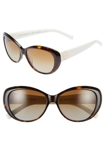Women's Tory Burch 56mm Polarized Cat Eye Sunglasses -