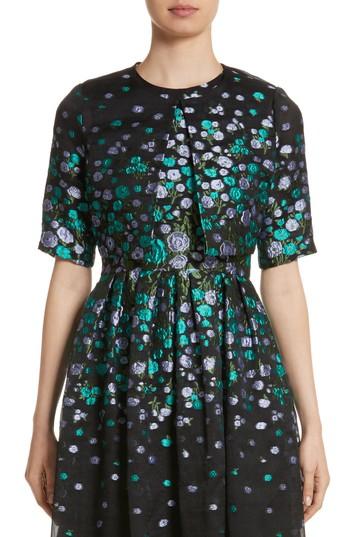 Women's Lela Rose Floral Matelasse Crop Jacket