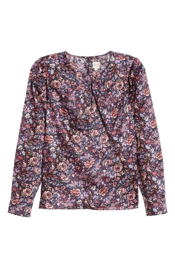 Women's La Vie Rebecca Taylor Keyhole Neck Cotton Floral Blouse - Blue