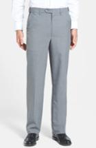 Men's Berle Self Sizer Waist Tropical Weight Flat Front Trousers X 32 - Grey