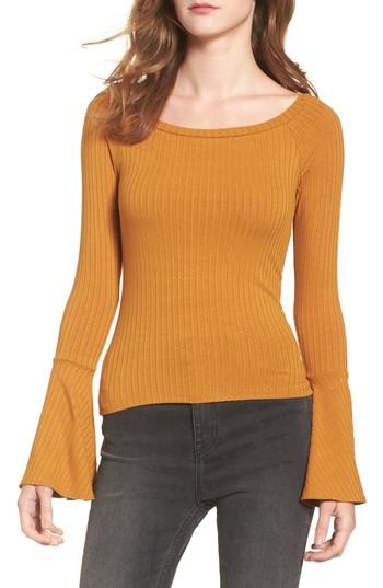 Women's Chloe & Katie Bell Sleeve Ribbed Top - Yellow