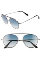 Women's Tom Ford Keith 55mm Metal Aviator Sunglasses - Shiny Gumetal/ Gradient Blue